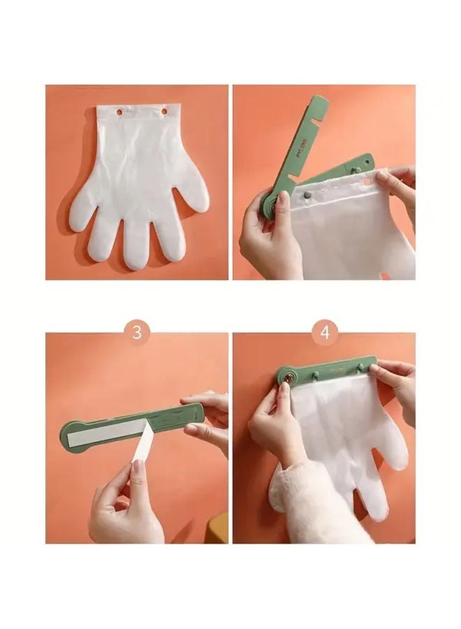 100 Pcs White Disposable Thick Gloves With 1 Storage Clip Wall Mounted Kitchen Glove Holder - Image 5