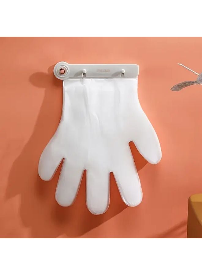 100 Pcs White Disposable Thick Gloves With 1 Storage Clip Wall Mounted Kitchen Glove Holder - Image 2