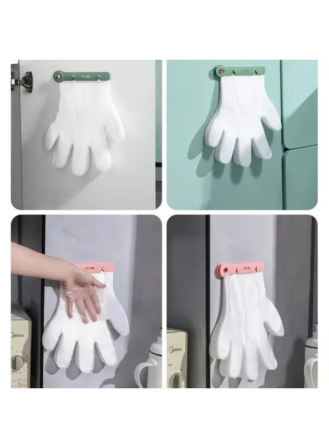 100 Pcs White Disposable Thick Gloves With 1 Storage Clip Wall Mounted Kitchen Glove Holder - Image 3
