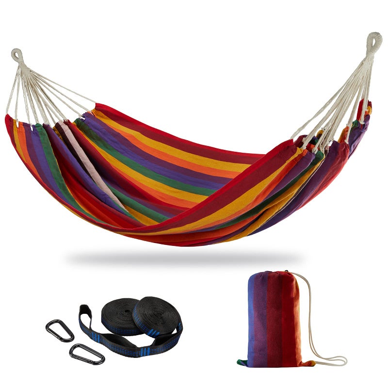 CHULIM Brazilian Double Hammock with Tree Straps,Extra Large 240x160cm,2 Persons Hammock for Backyard Patio Outdoor and Indoor,450lbs Weight Capacity,Soft Woven Cotton Fabric - Image 1