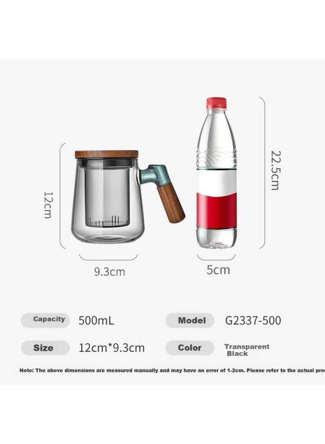 Tomimitsu Fuguang Tea Infuser Cup, Tea-water Separation, High Borosilicate Glass Cup, Office Tea Drinking Cup, Men's Flower Tea Cup, 500ml - Image 1