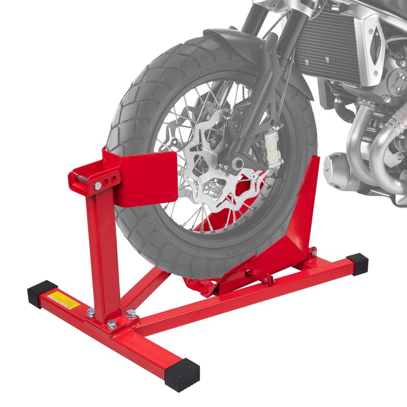 Donext Motorcycle Front Tire Chock, Adjustable Motorcycle Wheel Chock, 1500 lbs Heavy Duty Wheel Stand for 17"- 21" Wheels, Motorbike Front Chock Trailer Stand(Red) - Image 1