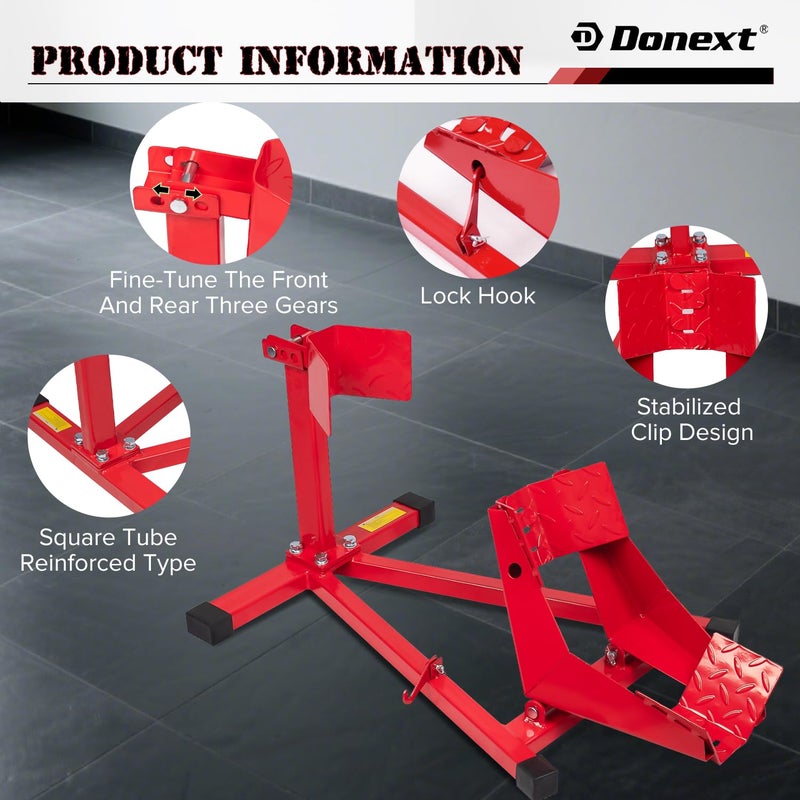 Donext Motorcycle Front Tire Chock, Adjustable Motorcycle Wheel Chock, 1500 lbs Heavy Duty Wheel Stand for 17"- 21" Wheels, Motorbike Front Chock Trailer Stand(Red) - Image 4