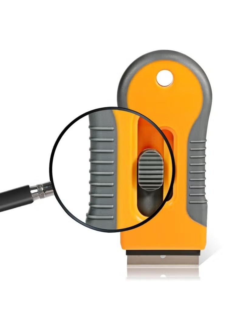 أداة كشط من السيراميك، مزيل ملصقات سيارات، مكشطة زجاج وموقد، أداة إزالة للعلامات اللاصقة والصمغ والطلاء، مع ١٠ قطع شفرات حلاقة من الفولاذ المقاوم للصدأ (أصفر) - Image 4