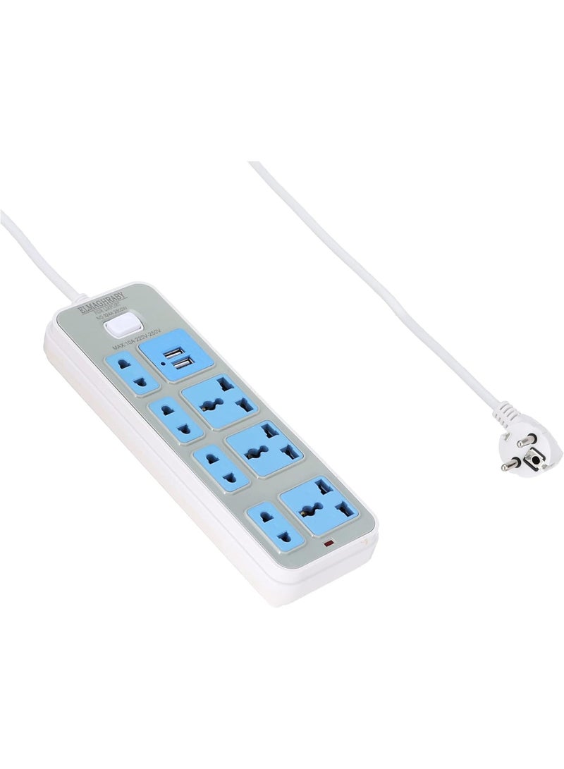 ELMAGHRABY power strip 3 triple output + 2 dual output + 2 usb output 1.5 m 220v-white - Image 3