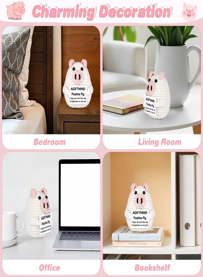 AGIFTMIND Graduation Gifts for Her Positive Crochet Pig Animals Funny Handmade Emotional Doll for Birthday Gifts Women Men Friends Coworkers (Pig) - Image 5