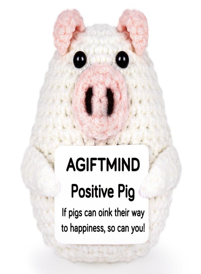 AGIFTMIND Graduation Gifts for Her Positive Crochet Pig Animals Funny Handmade Emotional Doll for Birthday Gifts Women Men Friends Coworkers (Pig) - Image 1