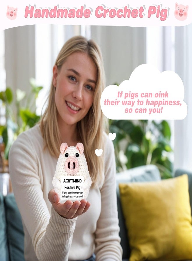 AGIFTMIND Graduation Gifts for Her Positive Crochet Pig Animals Funny Handmade Emotional Doll for Birthday Gifts Women Men Friends Coworkers (Pig) - Image 4