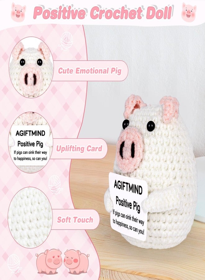 AGIFTMIND Graduation Gifts for Her Positive Crochet Pig Animals Funny Handmade Emotional Doll for Birthday Gifts Women Men Friends Coworkers (Pig) - Image 3