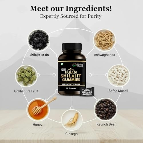 Healing Pharma -XHeal Pahadi Shilajit/Shilajeet Gummies For Man with Ashwagandha, Gokhshura & Safed Musali | 75% Fulvic Acid | No Added Sugar | Natural Tamarind Flavour | Boost Energy, Stamina & Performance | 30 Gummies Pack - Image 3