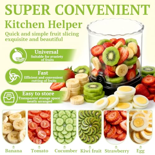 Hendiy Strawberry Slicer with Stainless Steel Blades | Egg & Fruit Slicer Cup for Banana, Cucumber, Mushroom | ABS Detachable Kitchen Gadget - Precision Berry Cutter Tool (Black, 1-Pack) - Image 3