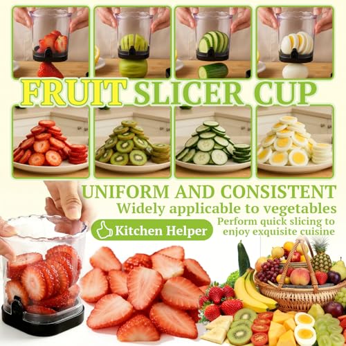 Hendiy Strawberry Slicer with Stainless Steel Blades | Egg & Fruit Slicer Cup for Banana, Cucumber, Mushroom | ABS Detachable Kitchen Gadget - Precision Berry Cutter Tool (Black, 1-Pack) - Image 4