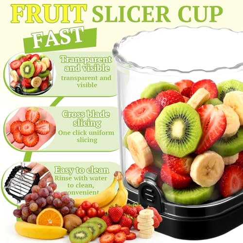 Hendiy Strawberry Slicer with Stainless Steel Blades | Egg & Fruit Slicer Cup for Banana, Cucumber, Mushroom | ABS Detachable Kitchen Gadget - Precision Berry Cutter Tool (Black, 1-Pack) - Image 2