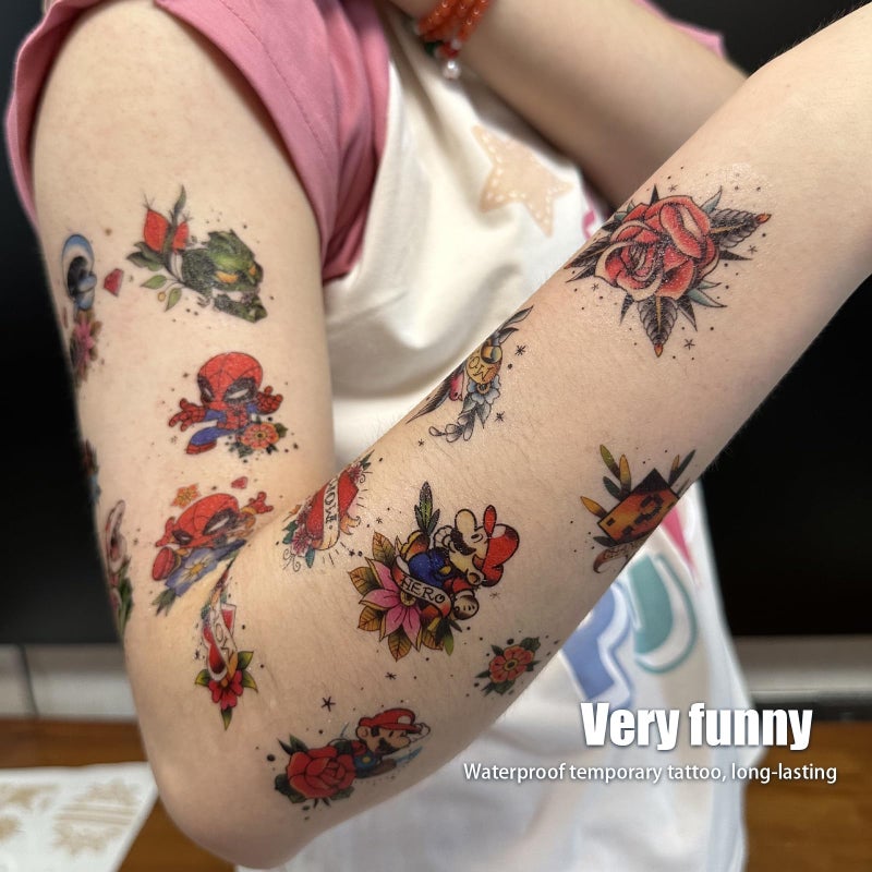 Roarhowl 53 tattoo sets,American retro tattoos,Superhero Temporary Tattoos for Kids and Adult,retro and innovative designs, beautiful small tattoos, temporary tattoos for adults and kids (53 Superhero) - Image 2
