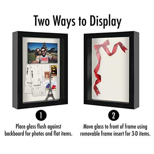 Americanflat 8.5x11 Shadow Box Frame with Shatter-Resistant Glass - Silhouette Collection - Large Shadow Box Display Case for Tabletop and Wall Display - Black with Soft Felt Back - Image 4