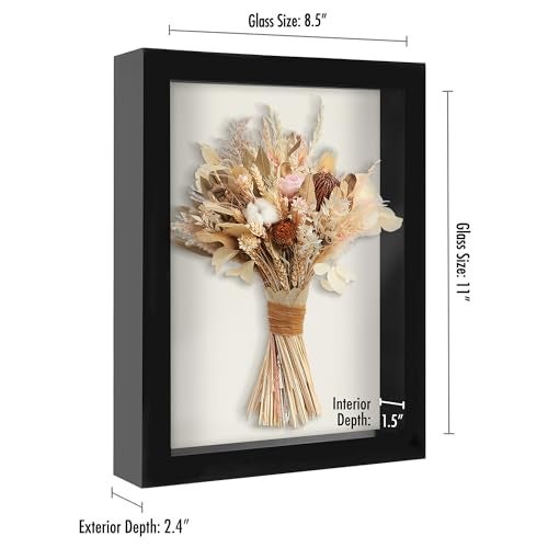 Americanflat 8.5x11 Shadow Box Frame with Shatter-Resistant Glass - Silhouette Collection - Large Shadow Box Display Case for Tabletop and Wall Display - Black with Soft Felt Back - Image 2