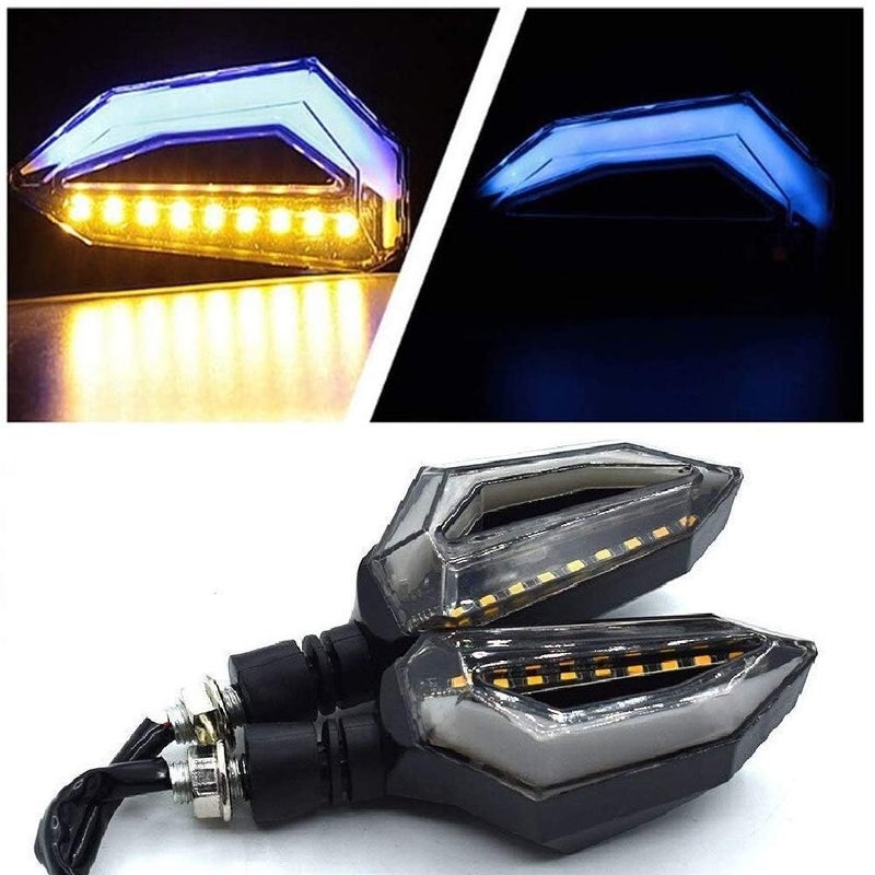 ADWAIT Front & Rear Side D Shape Yellow & Blue Motorcycle Bike Indicator Lights Led Bulb Turn Signal Bilnkers Light For TVS Apache RTR 160 - Image 2