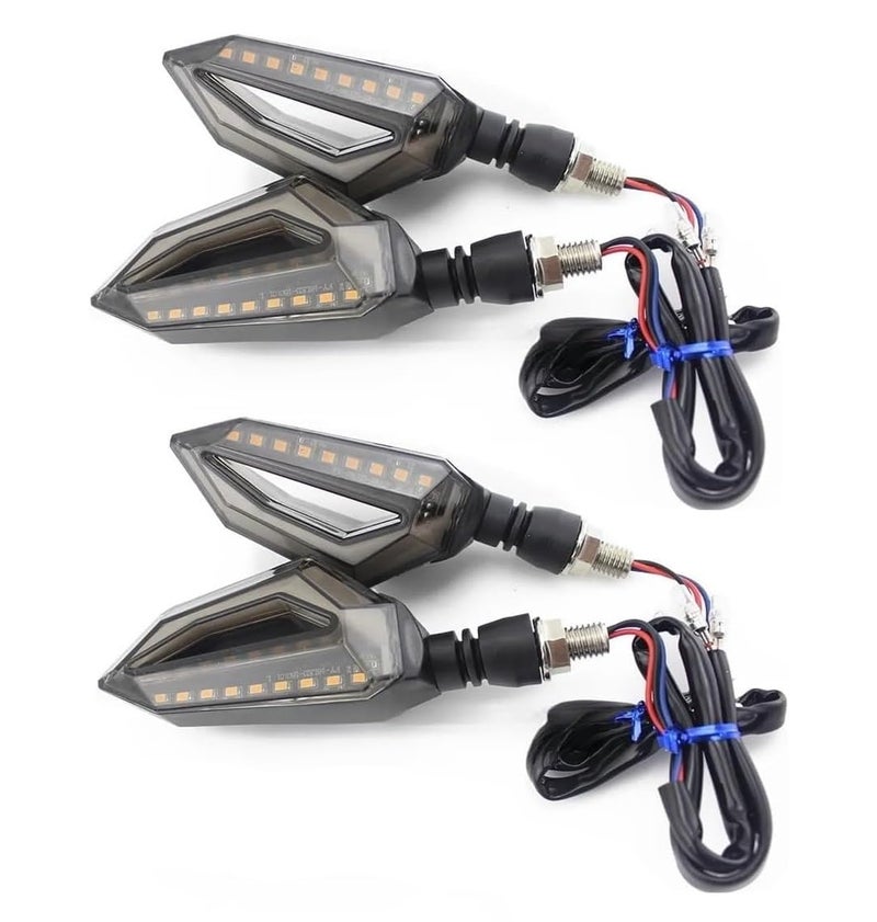 ADWAIT Front & Rear Side D Shape Yellow & Blue Motorcycle Bike Indicator Lights Led Bulb Turn Signal Bilnkers Light For TVS Apache RTR 160 - Image 1