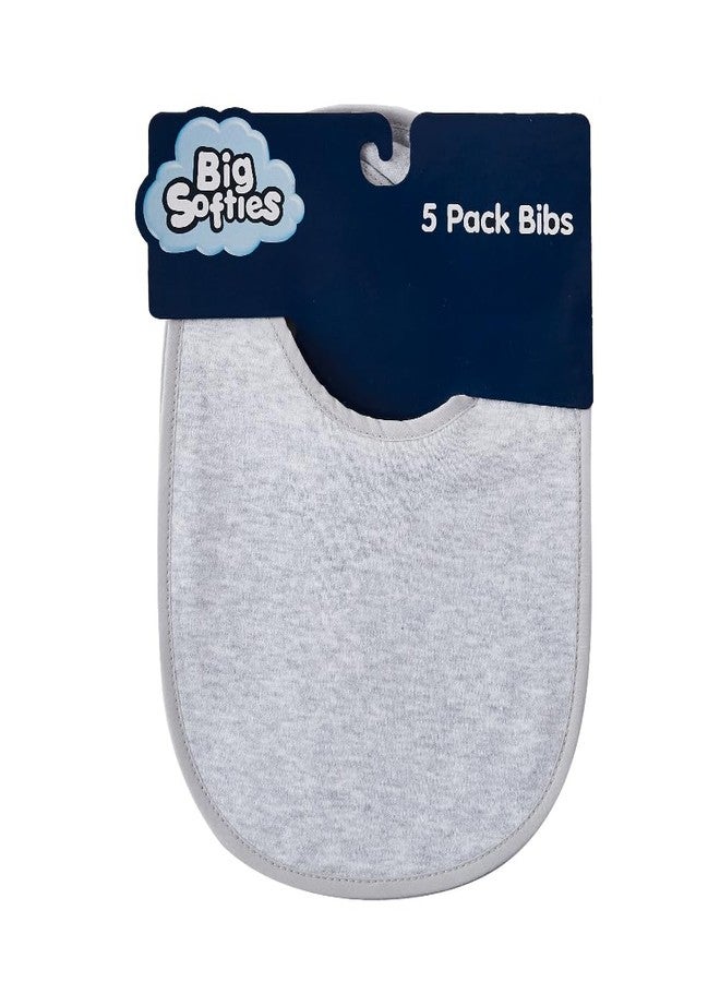 Big Softies مرايل بيج سوفتيز للأطفال حديثي الولادة مع إبزيم فيلكرو ناعم - رمادي | قطن | فائقة النعومة والامتصاص | خفيفة الوزن ومريحة | مناسبة لسيلان اللعاب والتسنين والرضاعة | للجنسين من 0 إلى 18 شهرًا | عبوة من 5 قطع - Image 2
