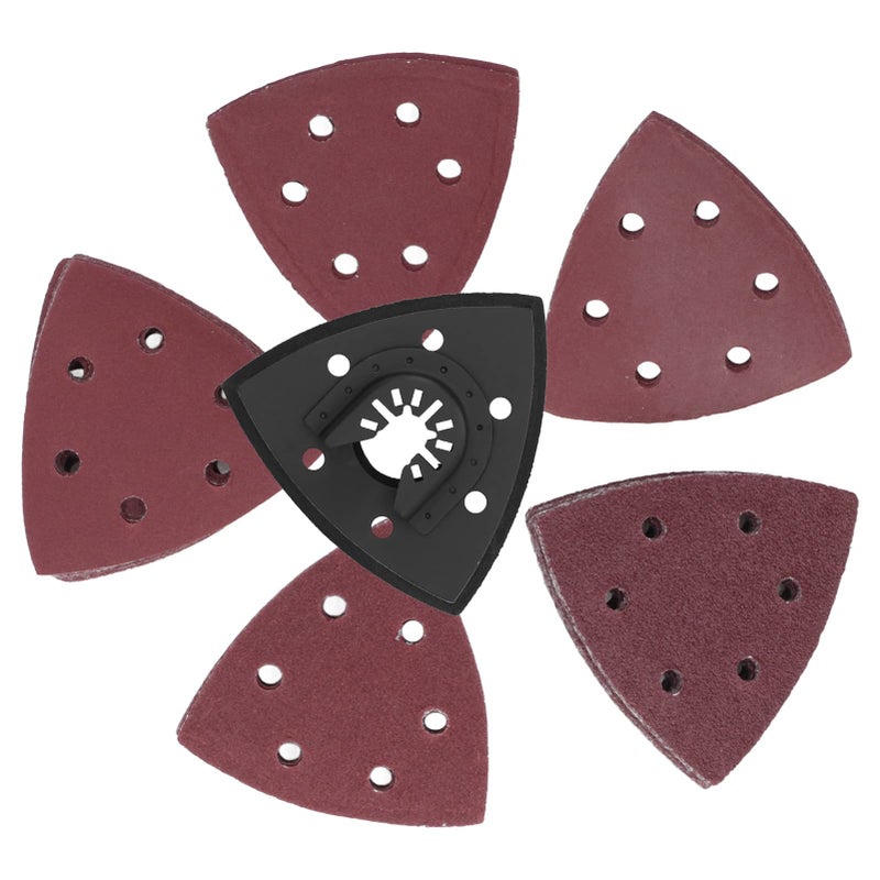 51PCS 3.5 Inch Triangle Sanding Pads Kit With 6 Holes 5 Grits For Wood Metal Dust Removal - Image 5