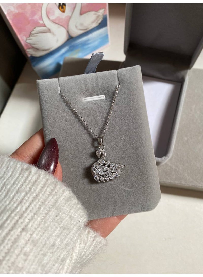 Elegant Swan Silver Necklace - Image 3