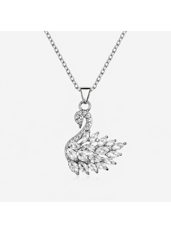Elegant Swan Silver Necklace - Image 1