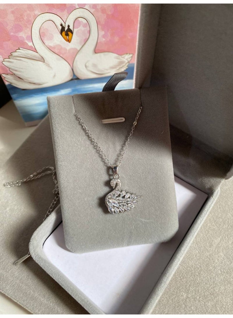 Elegant Swan Silver Necklace - Image 2