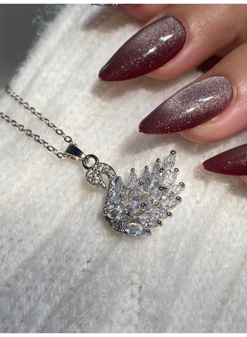Elegant Swan Silver Necklace - Image 4