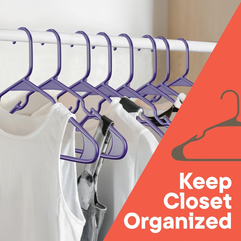 Campior Purple Plastic Hangers 50 Packâ€“ Heavy-Duty Plastic Hangers Slim and Space-Saving, Durable and Lightweight with Non-Slip Shoulder Notches for Slip Dresses, Suits, Jackets & Camisoles - Image 3