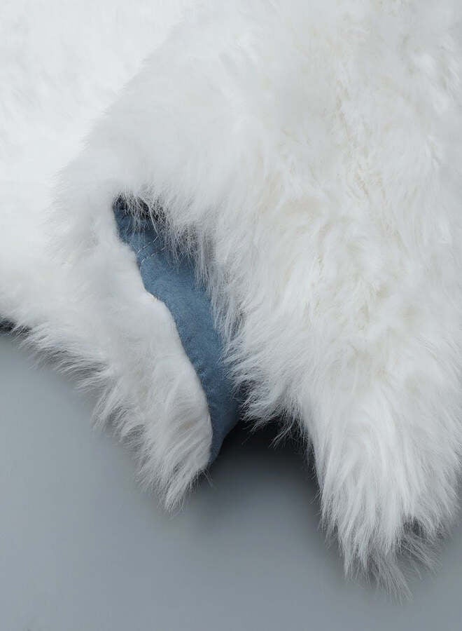 BUYCO غطاء كراسي أريكة من الفرو الصناعي، سجادة بيضاء صغيرة لغرفة النوم، سجادة شاجي فخمة لغرفة الأطفال، سجادة شاج فلوفي لغرفة الحضانة، سجادة ناعمة من الفرو، ديكور أرضي لطيف في السكن الجامعي - Image 1