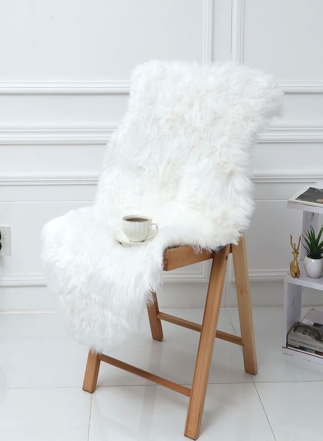 BUYCO غطاء كراسي أريكة من الفرو الصناعي، سجادة بيضاء صغيرة لغرفة النوم، سجادة شاجي فخمة لغرفة الأطفال، سجادة شاج فلوفي لغرفة الحضانة، سجادة ناعمة من الفرو، ديكور أرضي لطيف في السكن الجامعي - Image 5