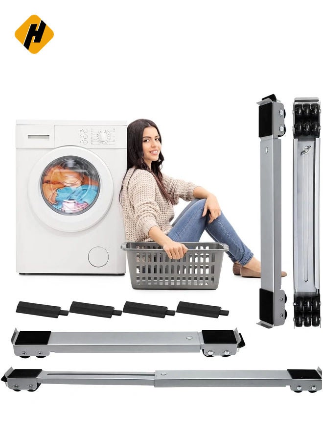 HuHa 4PCS Extendable Furniture Appliance Rollers, Mover Tools with 24 Rollers & Brakes – Heavy Duty for Washing Machines, Dryers, Refrigerators, Strong Base Stand, Mobile Wheels, Grey - Image 1