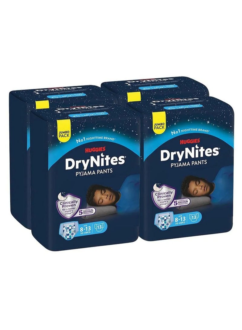 HUGGIES سراويل بيجاما هاجيز دراينيتس للمراهقين، 52 قطعة، عبوة كبيرة، للأولاد من عمر 8-13 سنة، 30-48 كجم - حماية ليلية، فائقة الامتصاص، 5 طبقات، خالية من التسرب - Image 2