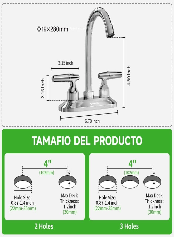 SOLVEX 2 Handle Bathroom Faucet 4 Inch Centerset Bathroom Sink Faucet,3 Hole Bathroom Faucet Chrome,Bathroom Basin Faucet with Deck Mounted Lever Handle,SP-40046 - Image 5