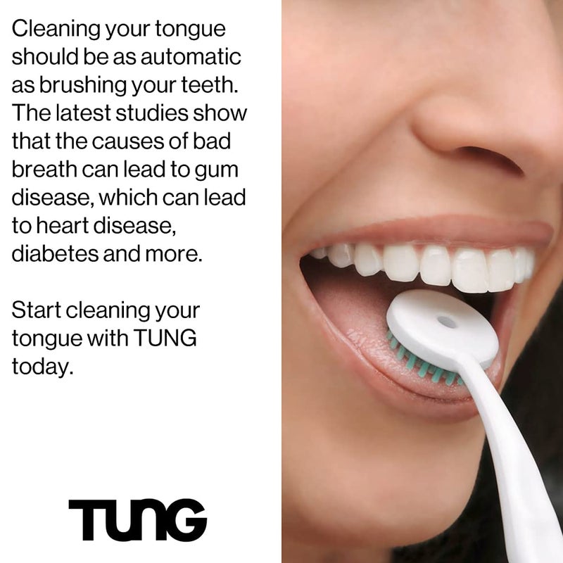 Peak Essentials The Original TUNG Brush Tung Plastic Tongue Scraper with Protective Caps, Tongue Brush, Tongue Cleaner for Adults, Scrubber, Plastic, Fight Bad Breath and Halitosis | Tongue Scraper Cleaner, Made in America, 2-Pack w/Cap  - Image 2
