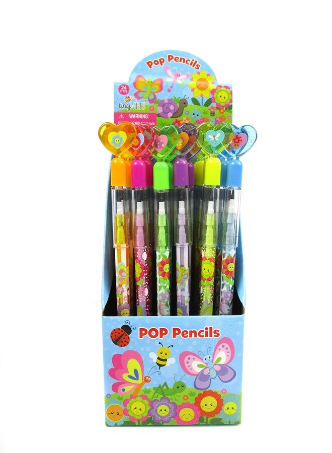 TINYMILLS 24 Pcs Spring Flowers Butterfly Multi Point Stackable Push Pencil Assortment with Eraser for Garden Party Favor Prize Carnival Goodie Bag Stuffers Classroom Rewards - Image 2