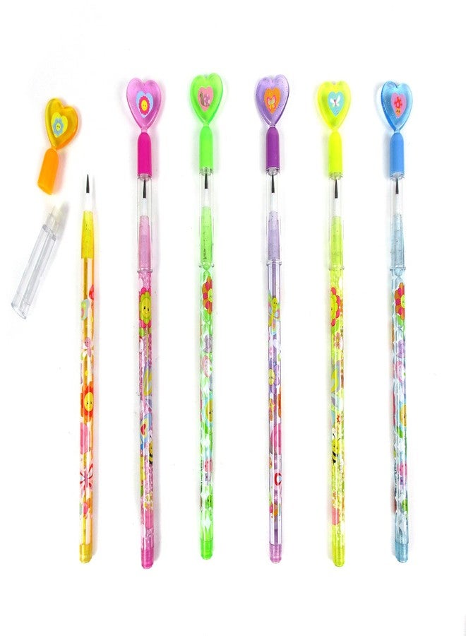 TINYMILLS 24 Pcs Spring Flowers Butterfly Multi Point Stackable Push Pencil Assortment with Eraser for Garden Party Favor Prize Carnival Goodie Bag Stuffers Classroom Rewards - Image 5