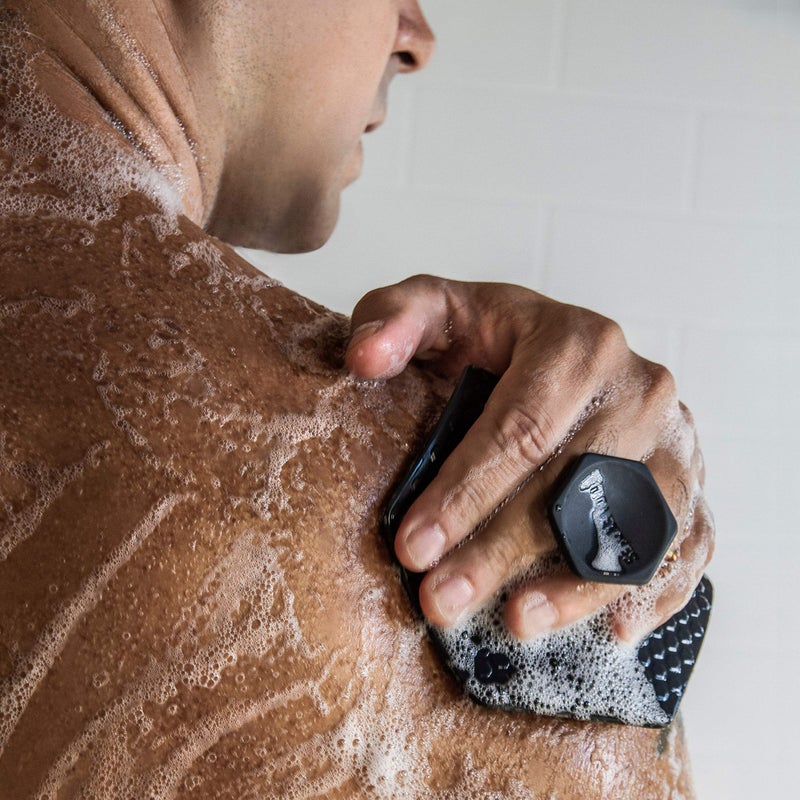 Tooletries - Body Scrubber - Silicone Exfoliating Scrubber - Bathroom & Shower Accessories for Men, Travel Essentials for Men - Durable & Long Lasting Body Wash Scrubber for Men - Charcoal - Image 2