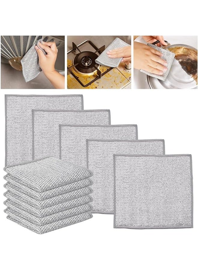 Picrik 10PCS Multipurpose Wire Dishwashing Rags for Wet and Dry, Wire Dishwashing Cloth, Reusable Kitchen Cleaning Wire Dish Towels Dish Cloths, Non-Scratch Scrubbing Wire Dishcloth Rags for Kitchen.