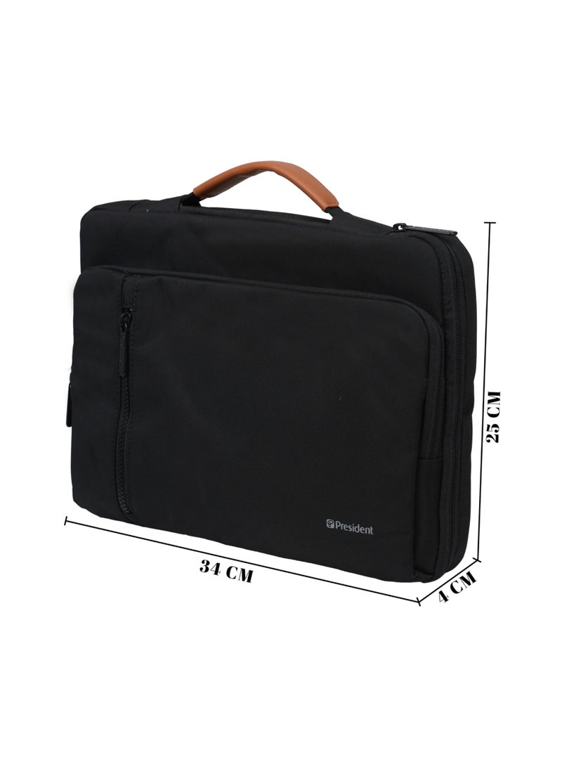 PRESIDENT Waterproof lightweight business laptop bag, can be divided into partitions to store MacBook Air, iPad, mouse and data cables, etc. ( BLACK ) LBP6802 - Image 2
