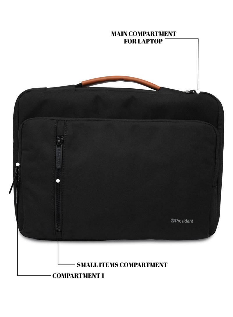 PRESIDENT Waterproof lightweight business laptop bag, can be divided into partitions to store MacBook Air, iPad, mouse and data cables, etc. ( BLACK ) LBP6802 - Image 3