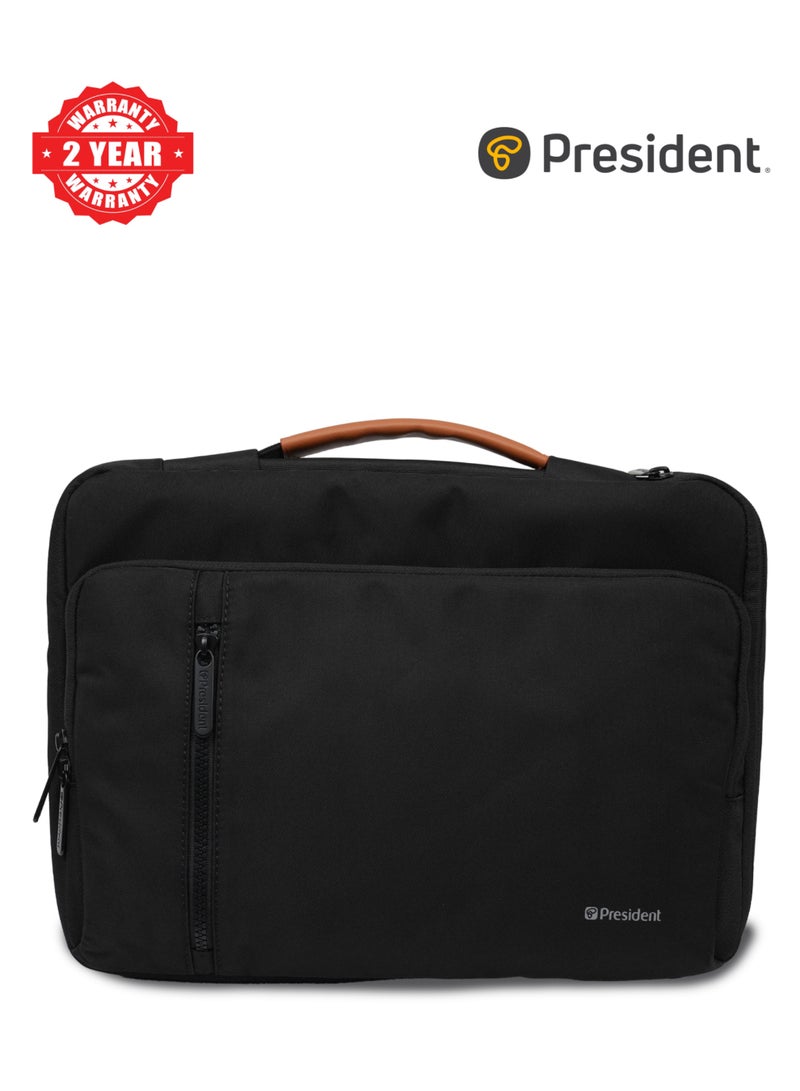 PRESIDENT Waterproof lightweight business laptop bag, can be divided into partitions to store MacBook Air, iPad, mouse and data cables, etc. ( BLACK ) LBP6802 - Image 1