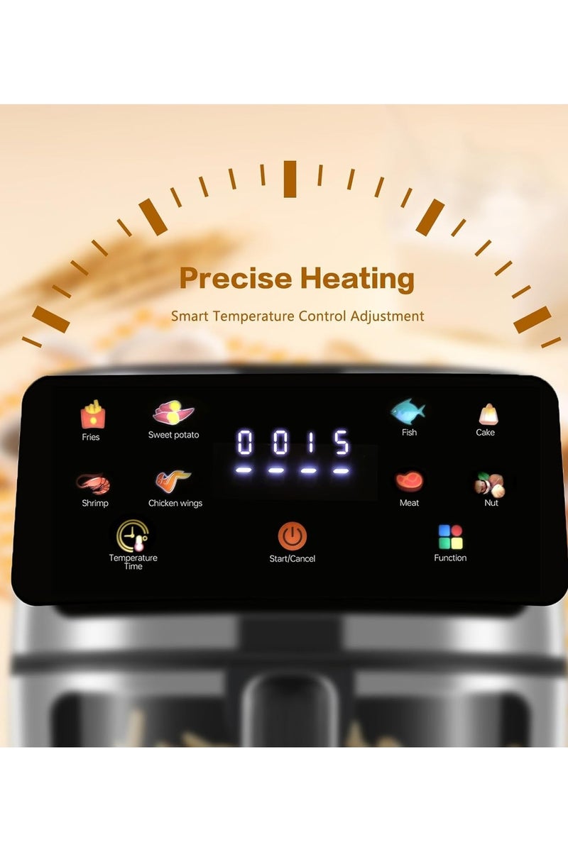 دينكس مقلاة هوائية 8 لتر - نافذة شفافة وضوء داخلي، من الستانلس ستيل سلة غير لاصقة، رقمية تعمل باللمس - Image 3