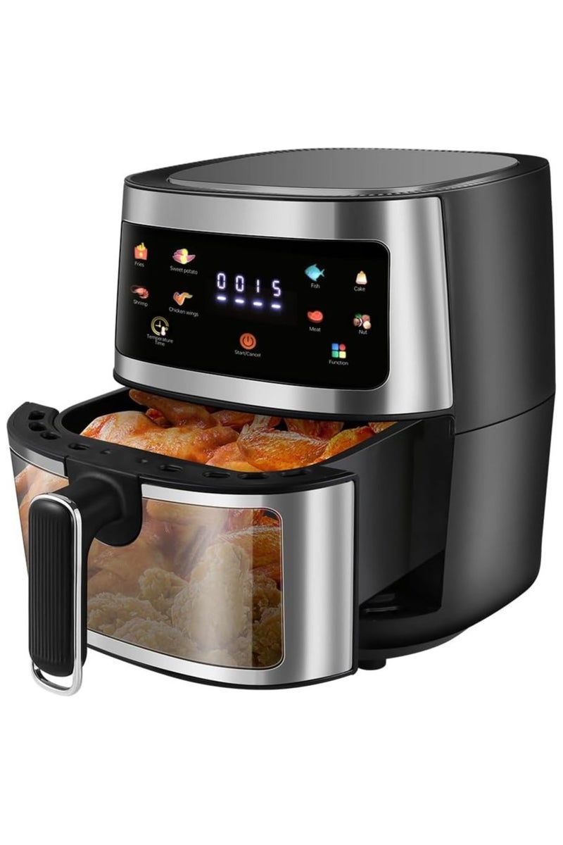 دينكس مقلاة هوائية 8 لتر - نافذة شفافة وضوء داخلي، من الستانلس ستيل سلة غير لاصقة، رقمية تعمل باللمس - Image 2
