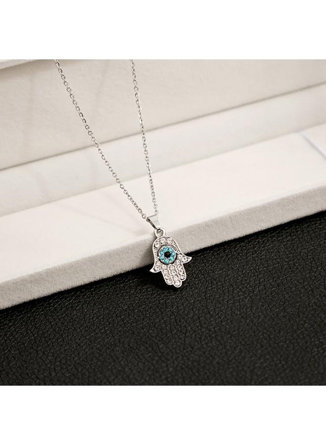 European And American Hot Devil's Eye Necklace Niche Simple Diamond-embedded Bee Palm Retro Dream Catcher Necklace 