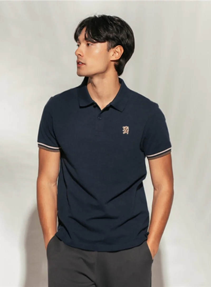 Men’s Cotton Slim Performance Polo with Small Lion Embroidery