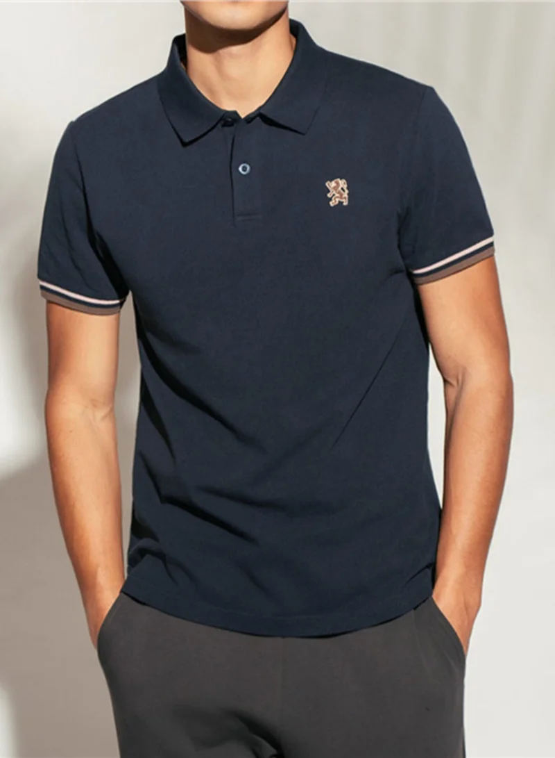 GIORDANO  Men’s Cotton Slim Performance Polo with Small Lion Embroidery for Men | Best Price UAE