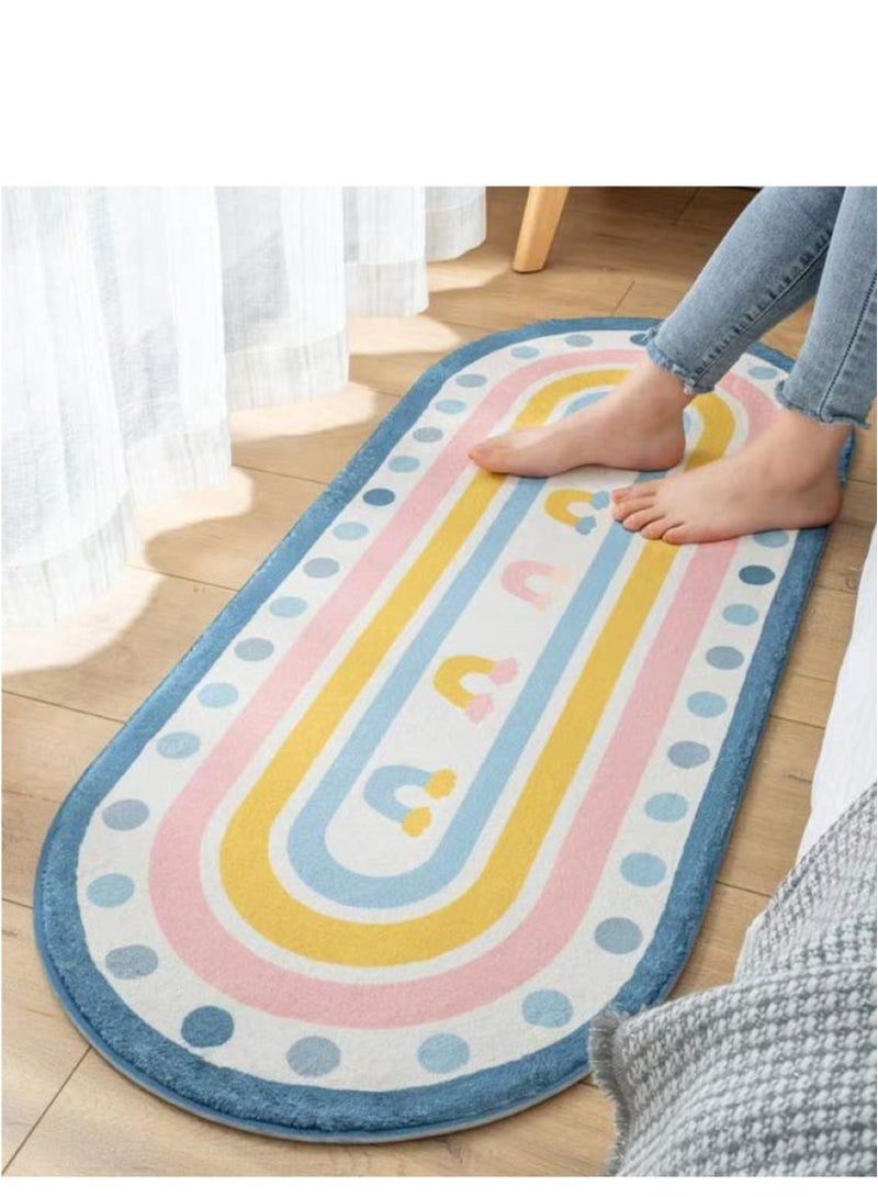 Multicolored soft touch oval rug 160x60 cm