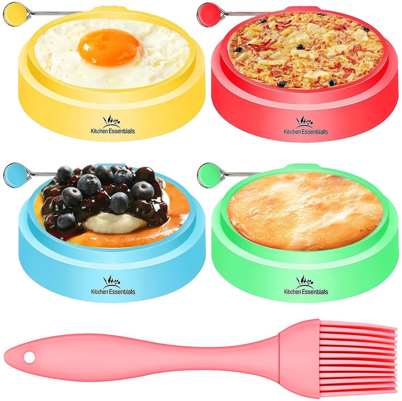Kitchen Essentials Silicone Egg Rings Premium Nonstick Multicolored Cooking Ring Molds for Eggs Pancakes Mcmuffin Breakfast Sandwiches English Muffins Crumpets and More 4Pack
