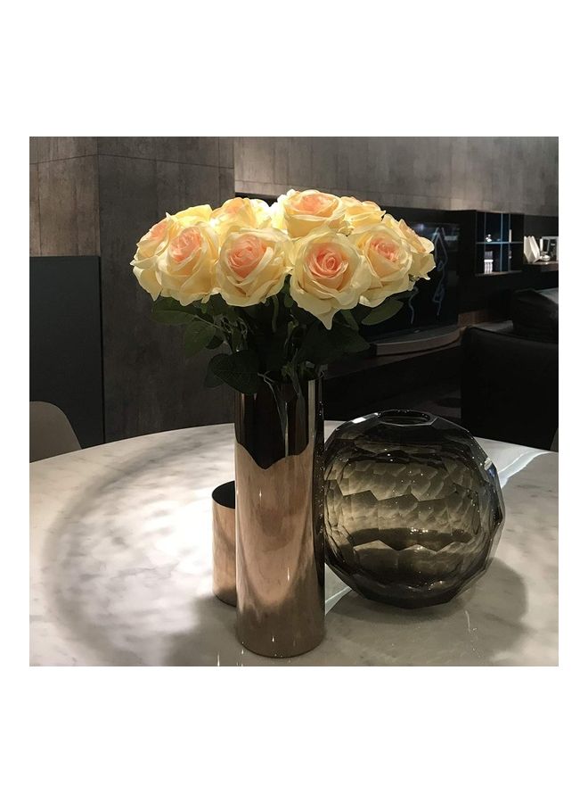 NIBEMINENT 12 -Piece Artificial Long Stem Rose Yellow/Green - Image 2